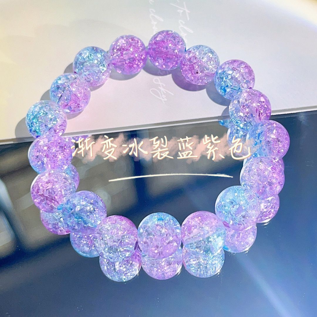 Peads de grietas de hielo de gradiente al por mayor pulsera de vidrio